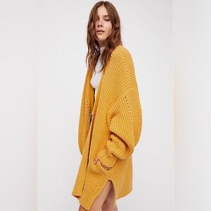 Free people yellow nightingale cardi, size medium.
